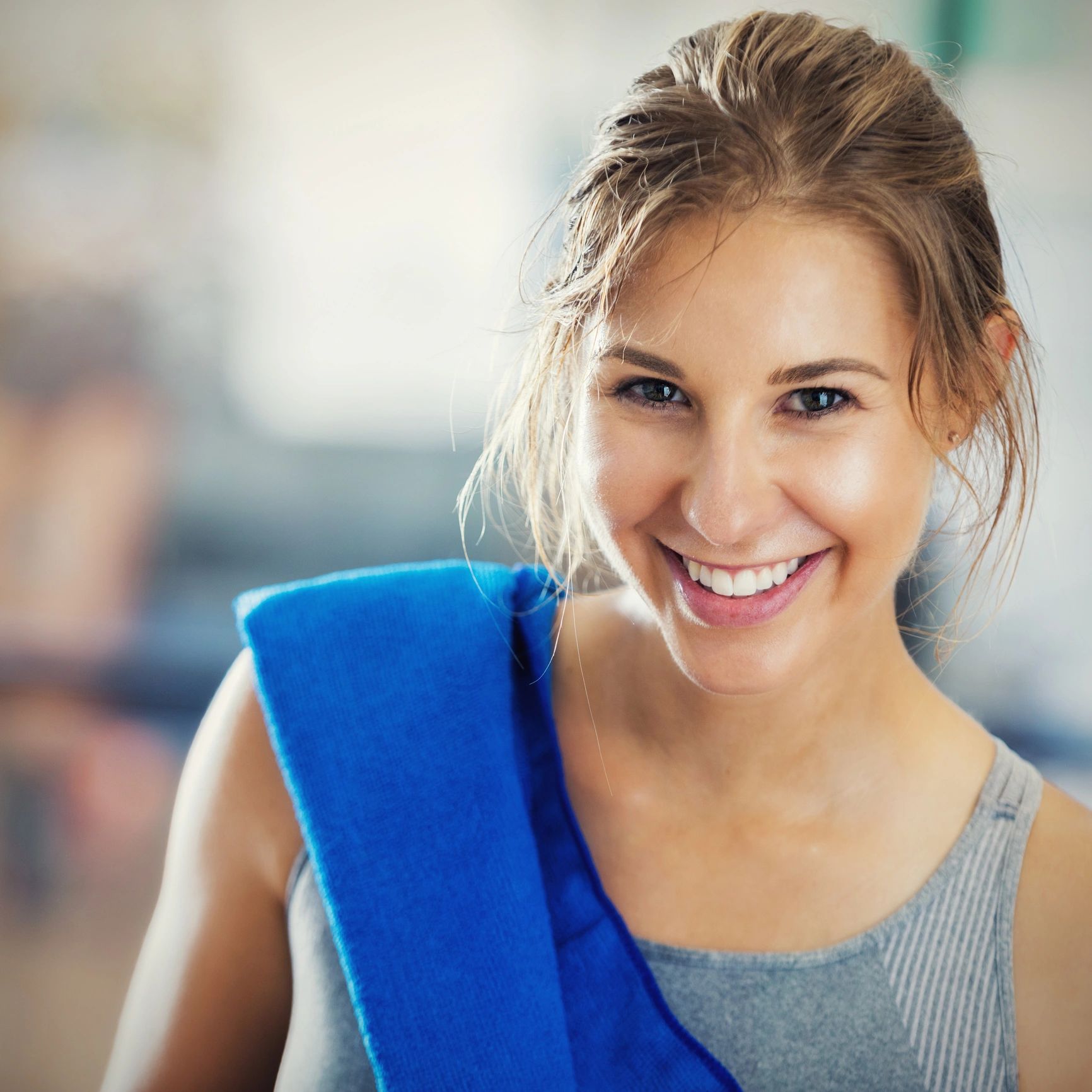 Smiling fitness member portrait